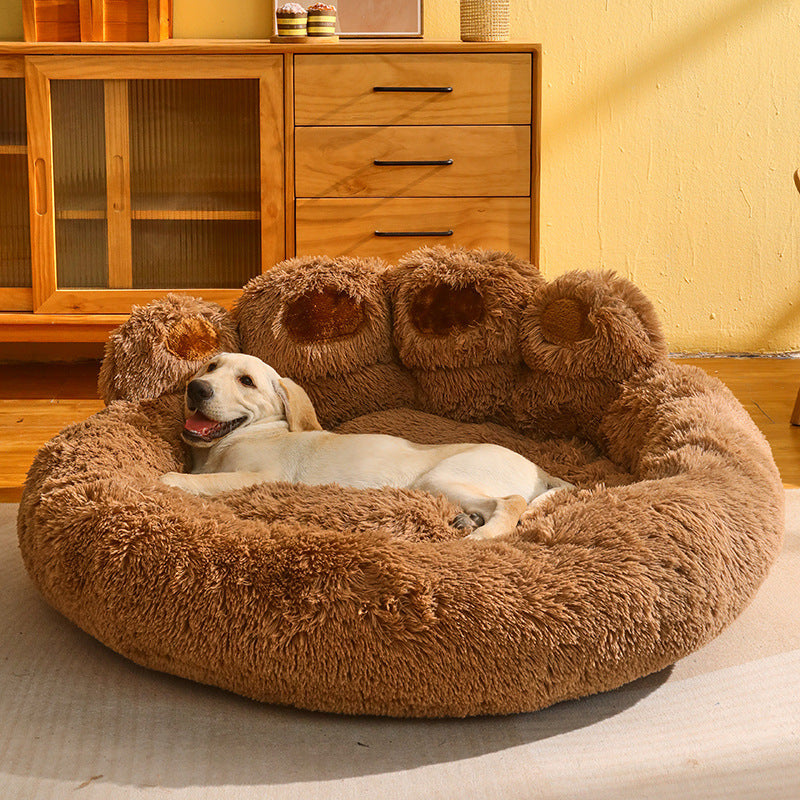 Hand-Shaped Winter Pet Bed – Cozy Plush Sofa for Cats & Dogs (M–3XL) – grooming kit