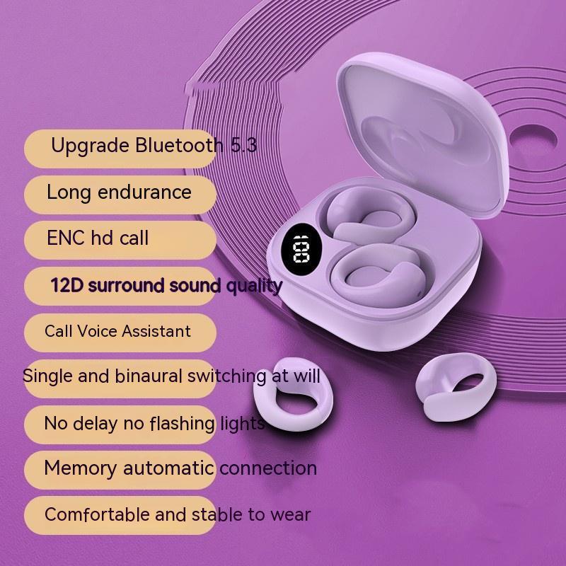 Bluetooth 5.3 LED Ear Clip Wireless Earbuds