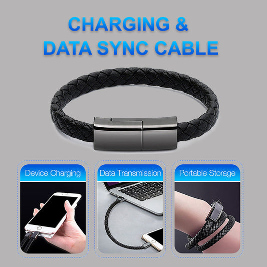 2-in-1 Leather USB Charging Bracelet – Wearable Charging Cable – power-bank