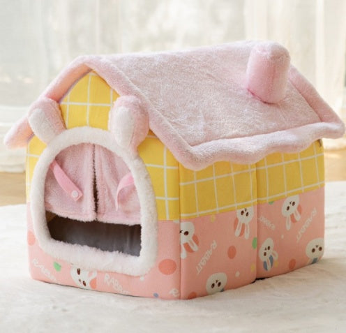 Self-Warming Plush Pet Nest Bed – Cozy Indoor Bed for Cats & Small Dogs