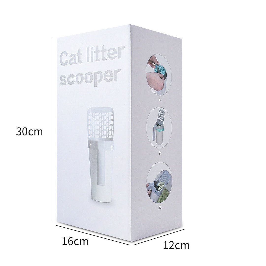 Integrated Cat Litter Scoop with Waste Bin – Hygienic Cleanup Solution