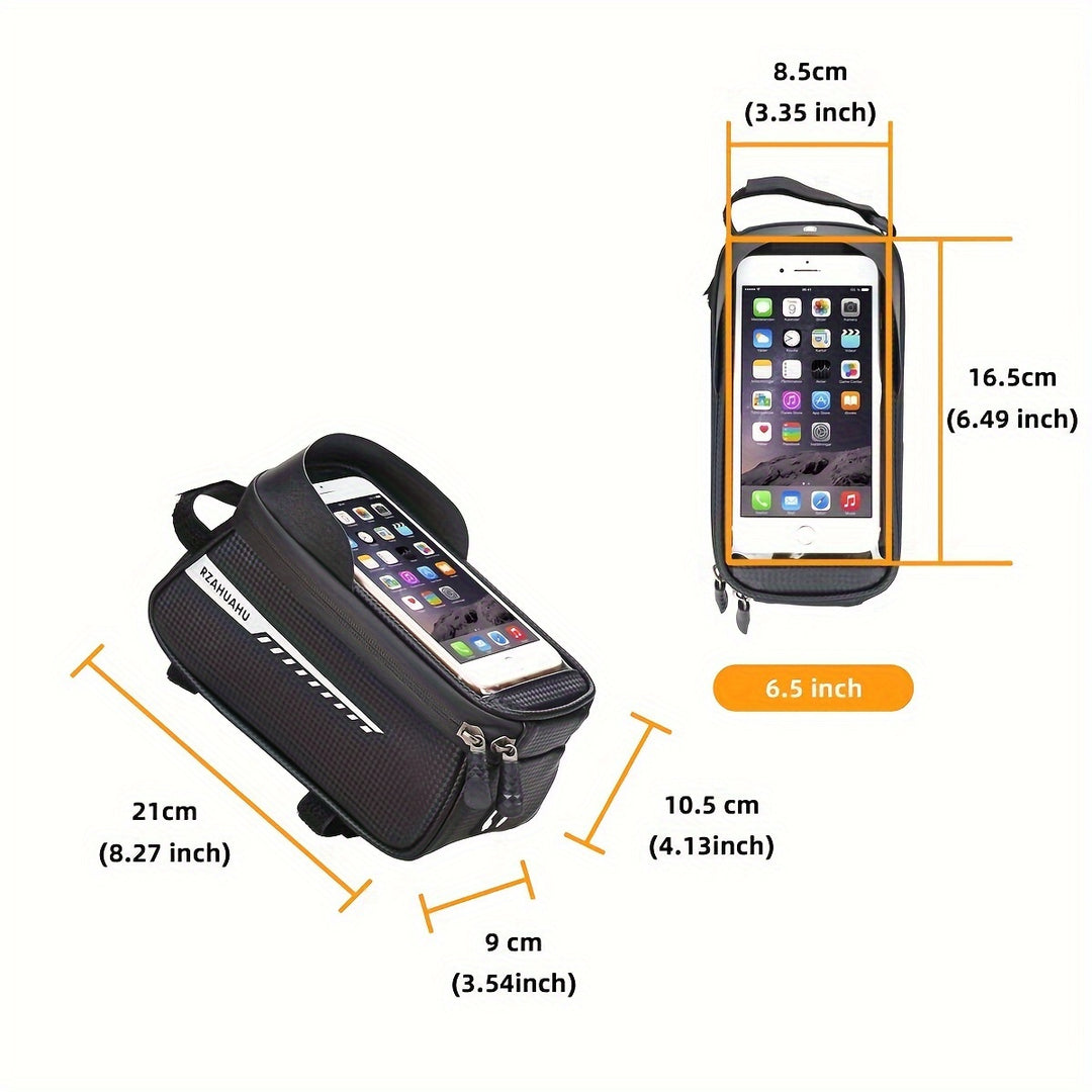 Adjustable Front Bike Frame Bag with Touch‑Screen Phone Holder