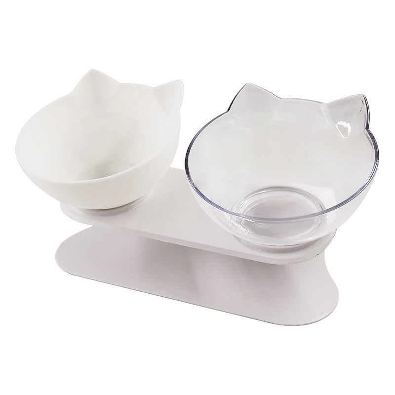 Ergonomic Cat Feeding Bowl – Tilted Transparent Design (Single or Double)