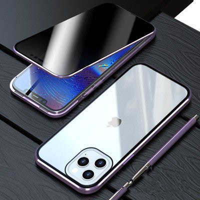 Anti-Peep Magnetic iPhone Case – Metal + Tempered Glass Cover – phone-case