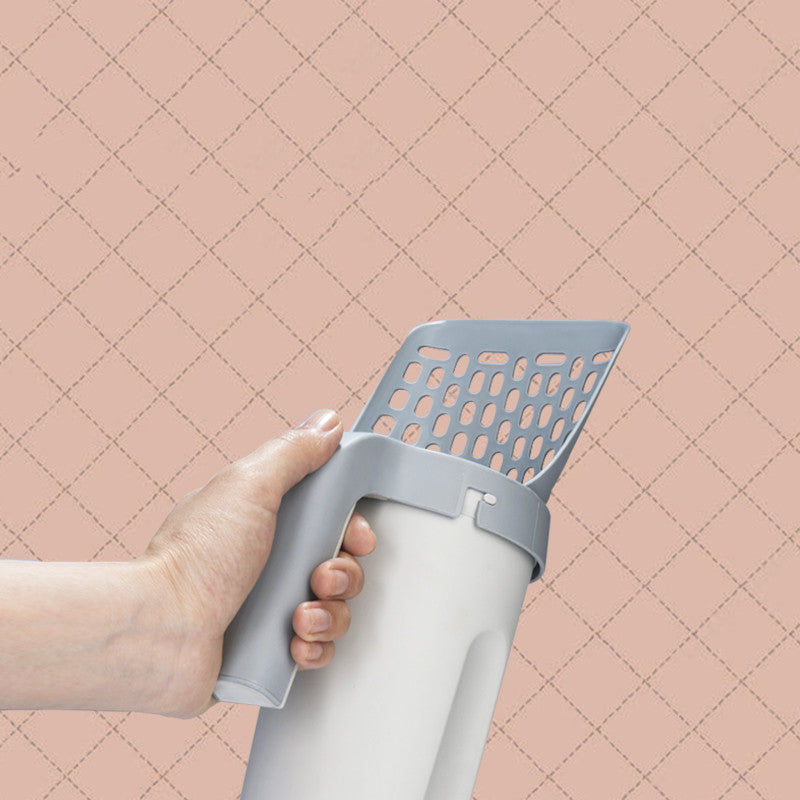 Integrated Cat Litter Scoop with Waste Bag Holder – Hygienic All-in-One Cleaning Tool