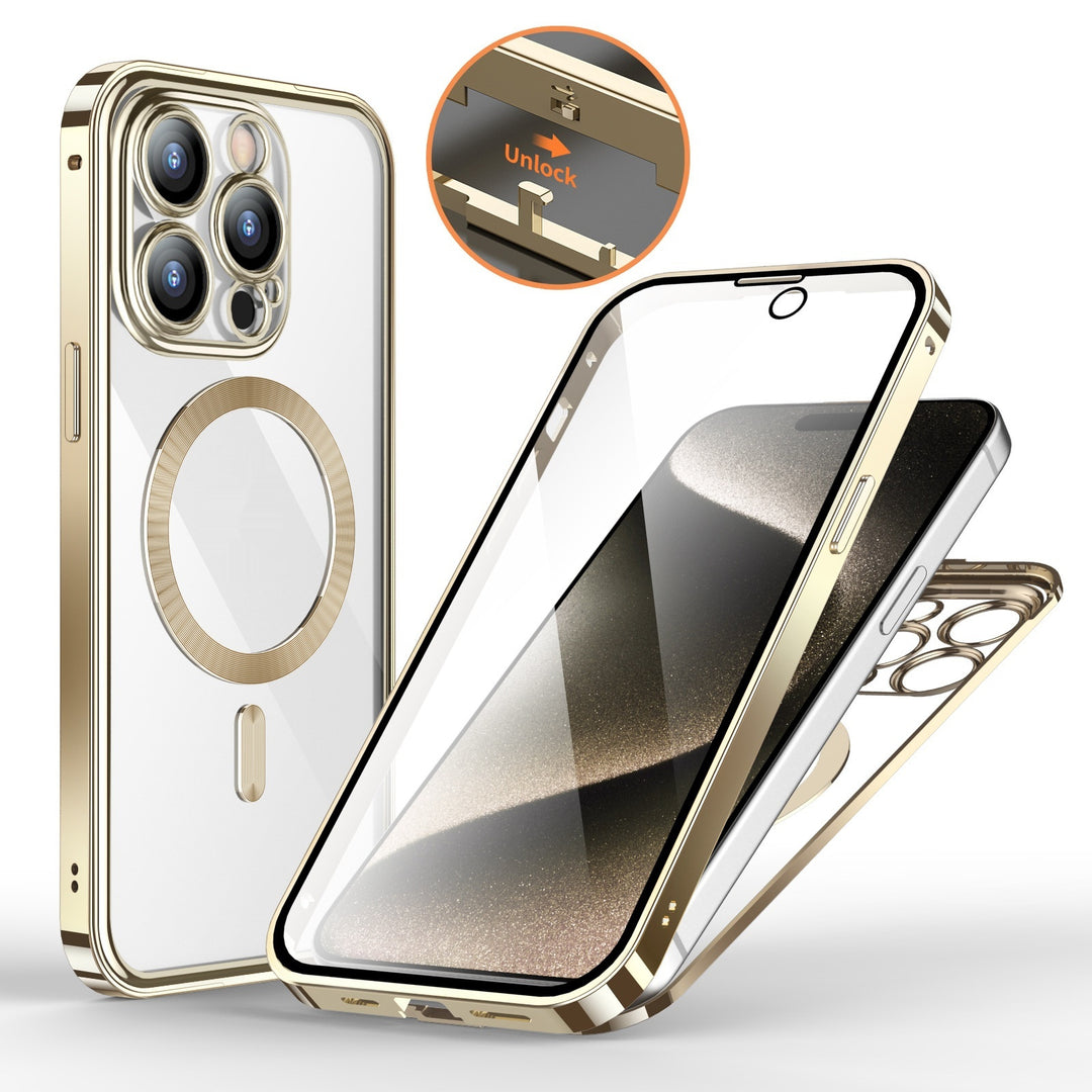 360° Magnetic Privacy iPhone Case – Metal Double-Lock Full Protection Cover – phone-case