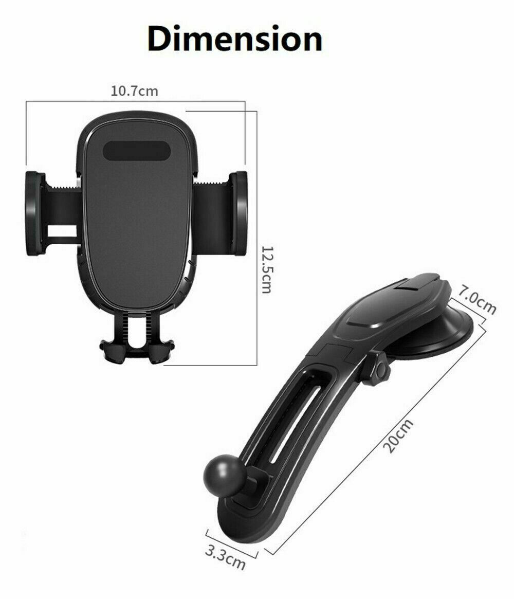 Universal Car Phone Mount – Dashboard & Windshield Holder with One-Touch Lock and 360° Rotation