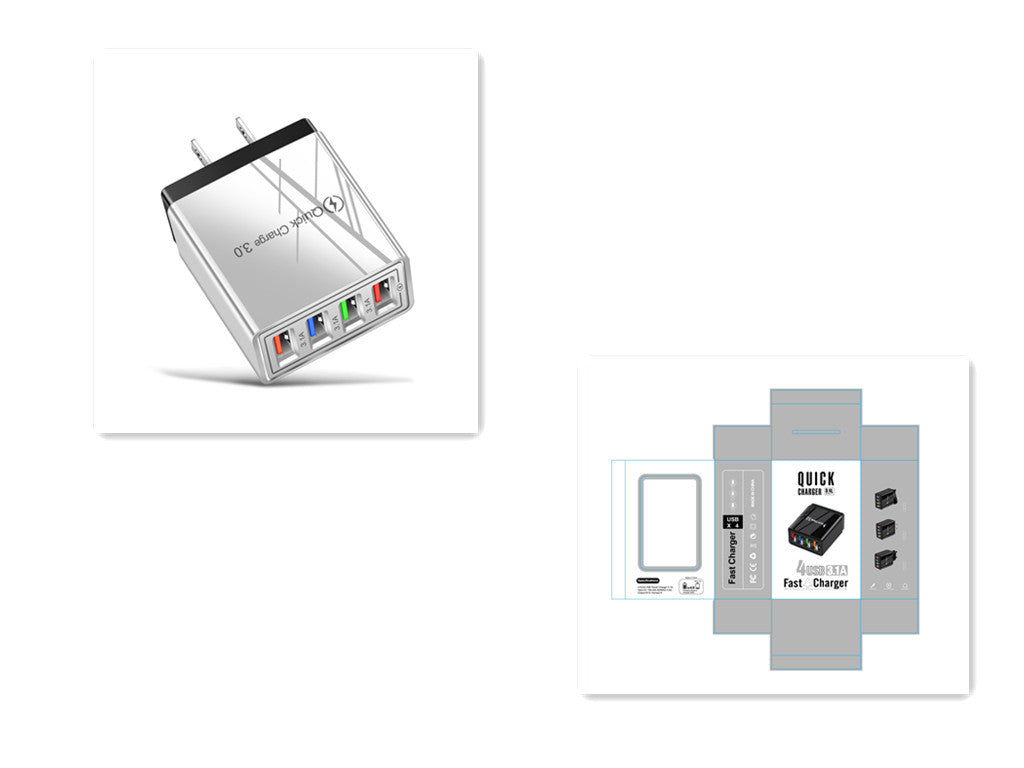 4-Port USB Wall Charger with Quick Charge 3.0 – EU/US Plug | Fast Multi-Device Charging – power-bank