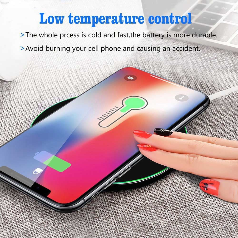 10W Frosted Wireless Charger with Mirror – Slim Qi Pad for Fast Charging – power-bank