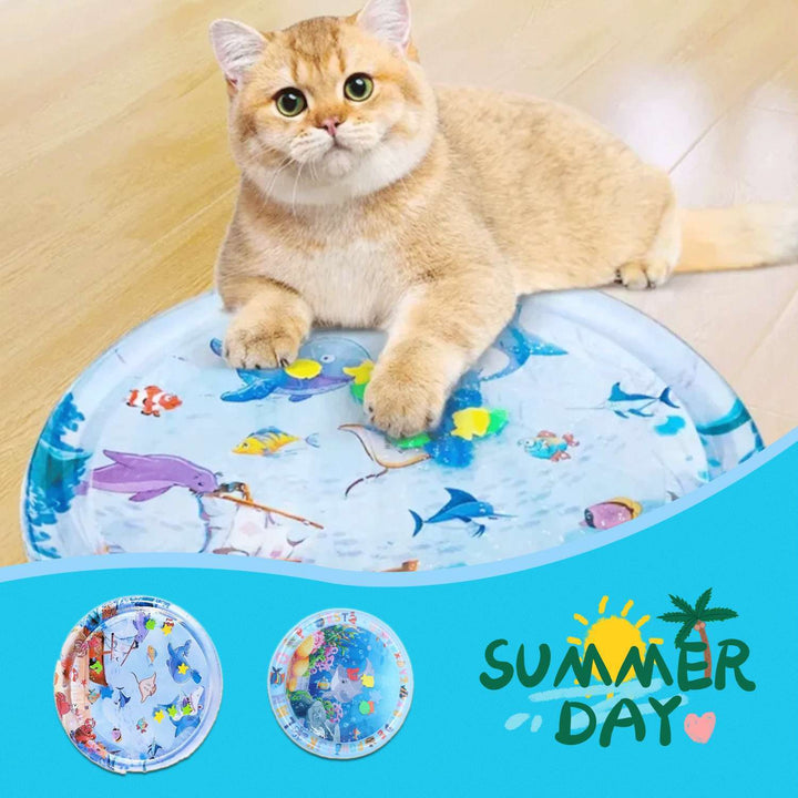 Inflatable Cat Cooling Water Mat – Summer Ice Pad with Ocean Theme (65cm / 100cm) – grooming kit