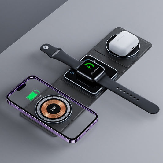 3-in-1 Magnetic Wireless Charging Station – 15 W Foldable MagSafe Hub – power-bank