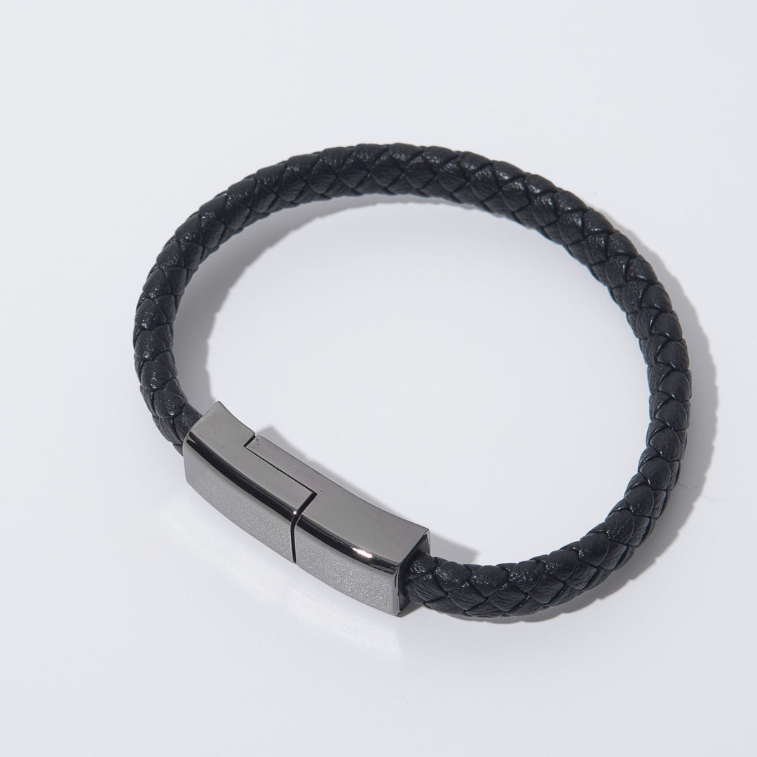 2-in-1 Leather USB Charging Bracelet – Wearable Charging Cable – power-bank