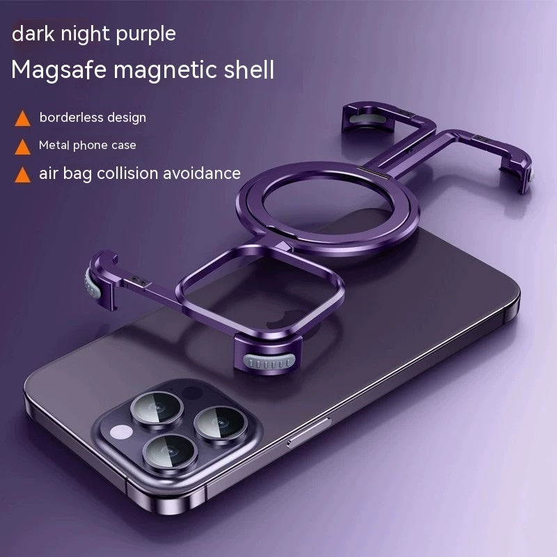 Magnetic Metal iPhone Case – Shockproof with Built-in Kickstand & Heat Dissipation