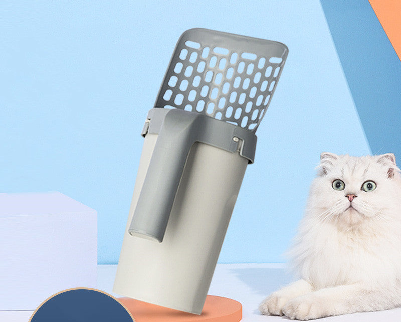 Integrated Cat Litter Scoop with Waste Bag Holder – Hygienic All-in-One Cleaning Tool