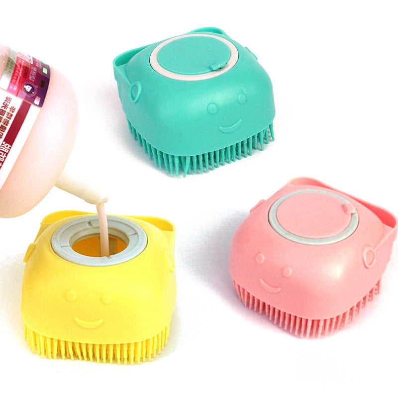 Silicone Pet Bath & Massage Brush – Gentle Grooming Tool with Shampoo Dispenser