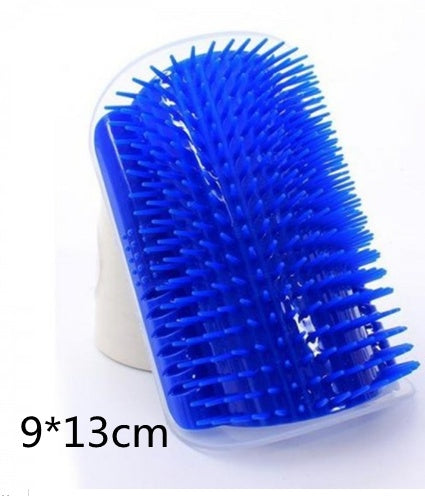 Wall-Mount Cat Self-Grooming Brush – Corner Scratcher & Massager with Catnip