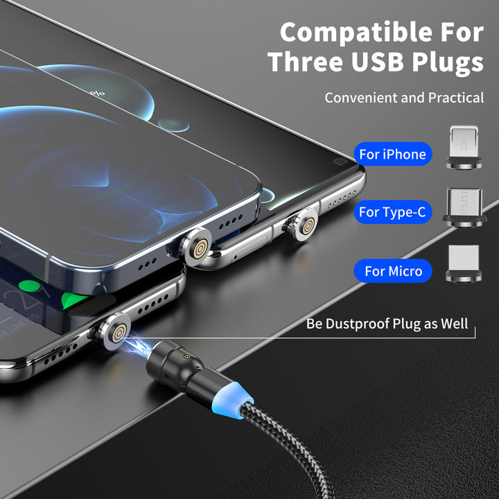 3-in-1 Fast Charging Cable – USB + Lightning + Type-C with 3A Quick Charge Support – car-accessory
