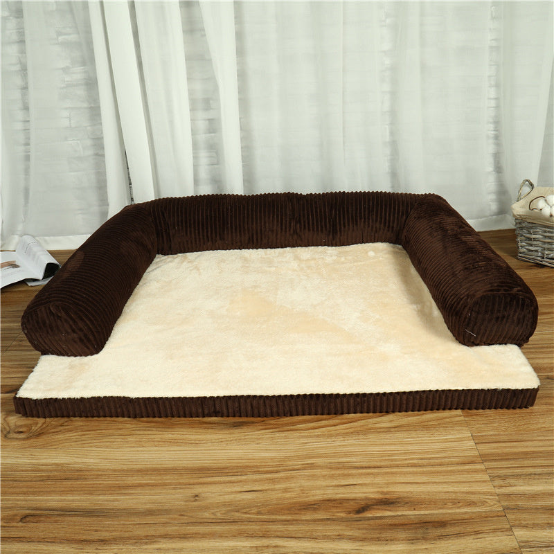 Corduroy Pet Sofa – Washable, Soft Bed for Cats & Dogs (S–XL)