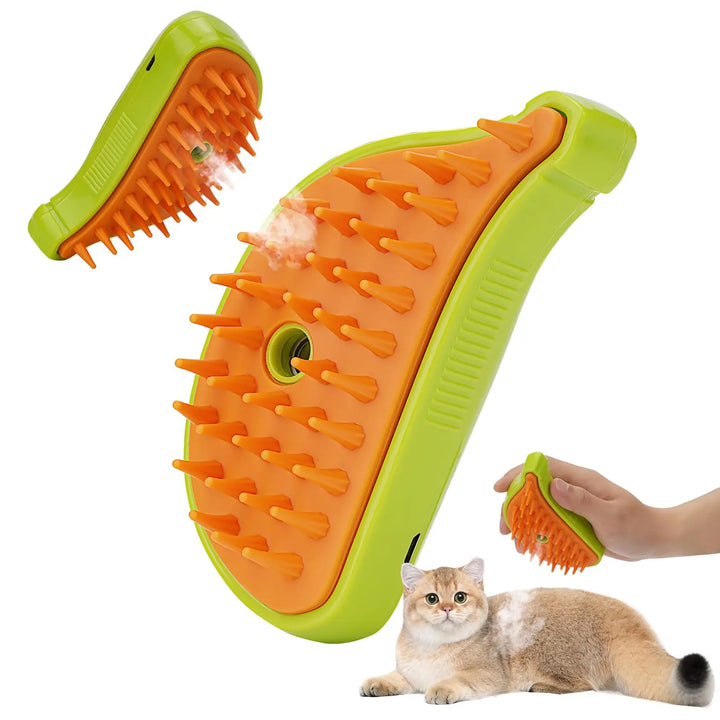 Rechargeable Steamy Pet Grooming Brush – USB Massage Comb for Cats & Dogs – grooming kit