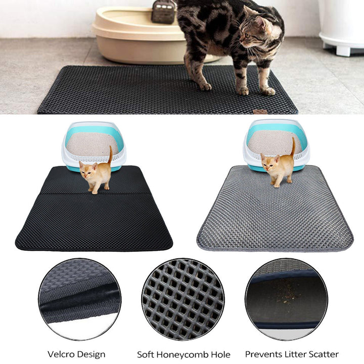 Cat Litter Mat – Waterproof Honeycomb EVA Pad for Mess-Free Floors – grooming kit
