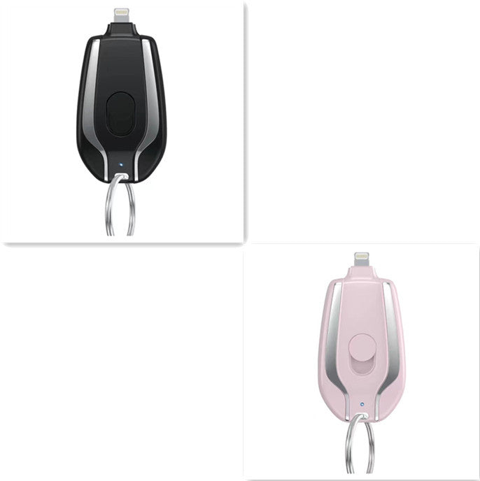 Mini Keyring Power Bank with Built-in Lightning or Type-C Cable – 1500mAh Emergency Charger