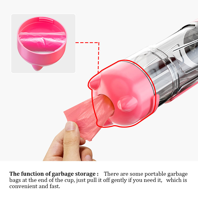 3-in-1 Dog Water Bottle with Waste Bag & Poop Scoop – Travel Ready – grooming kit