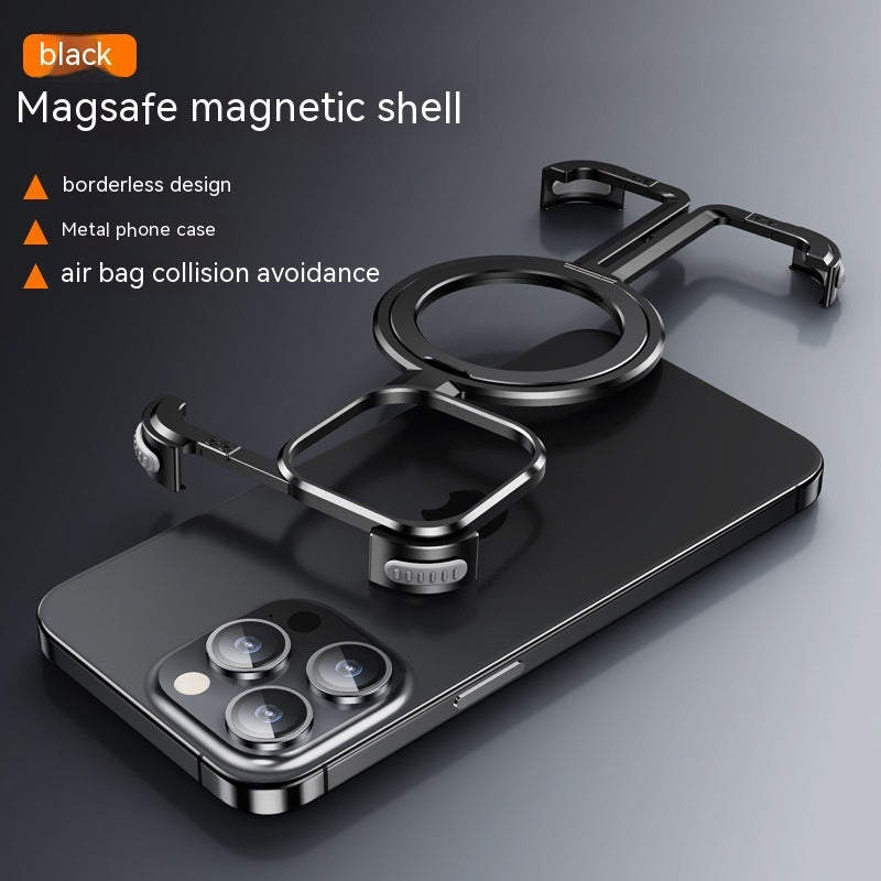 Magnetic Metal iPhone Case – Shockproof with Built-in Kickstand & Heat Dissipation
