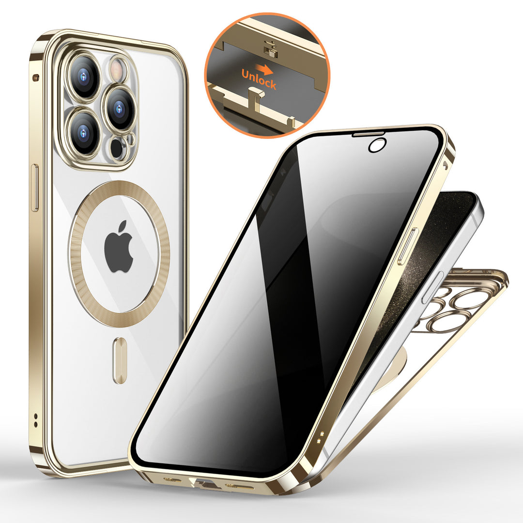 360° Magnetic Privacy iPhone Case – Metal Double-Lock Full Protection Cover – phone-case